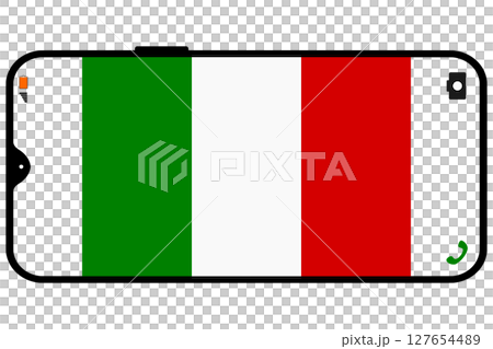 スマホの横画面にイタリアの国旗 スマホの横画面にイタリアの国旗 127654489
