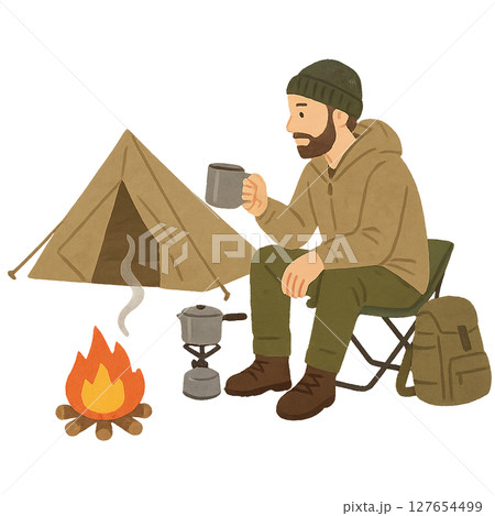 ソロキャンプ(男性) ソロキャンプ(男性) 127654499
