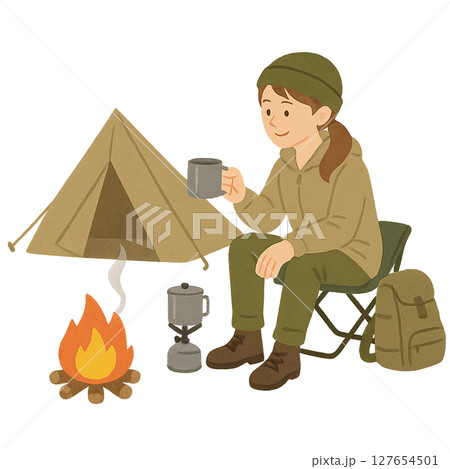 ソロキャンプ(女性) ソロキャンプ(女性) 127654501