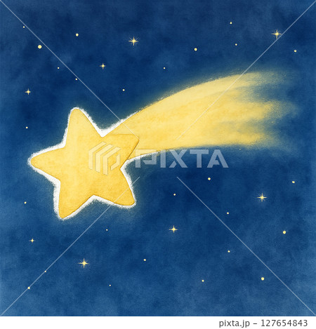 水彩風　流れ星のイラスト素材 127654843