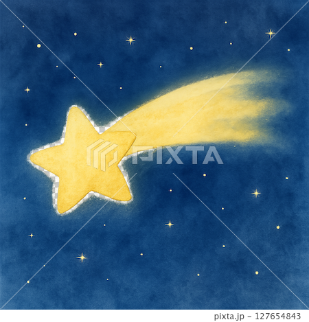 水彩風　流れ星のイラスト素材 127654843