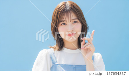 爽やかで自然な笑顔の若い日本人女性ポートレート 127654887