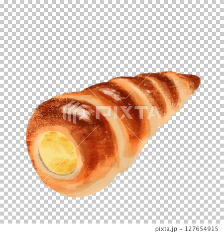 Watercolor cream cornet 127654915