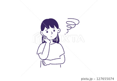 悩みや不安を感じる女性 127655074
