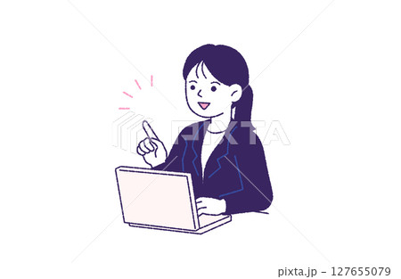 オンラインで説明する笑顔の女性スタッフ 127655079