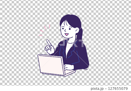 微笑的女工作人員在線解釋 127655079