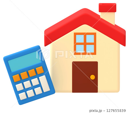 赤い家と電卓 赤い家と電卓 127655839