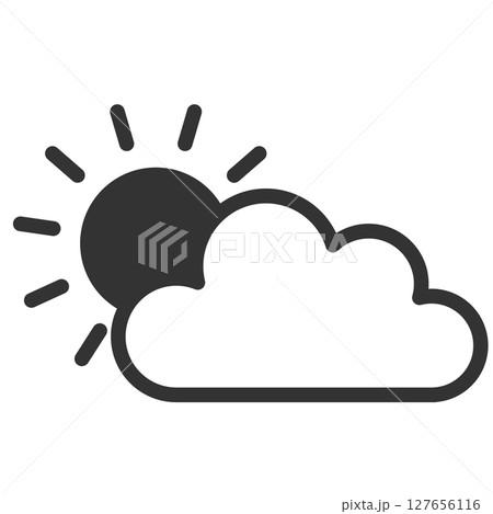 晴れと曇りのシンプル天気アイコン 127656116