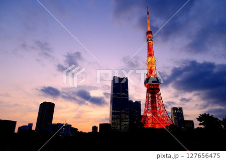 夜空に輝く東京タワー 夜空に輝く東京タワー 127656475