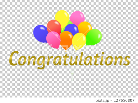 congratulationsの文字と風船のイラスト congratulationsの文字と風船のイラスト 127656807