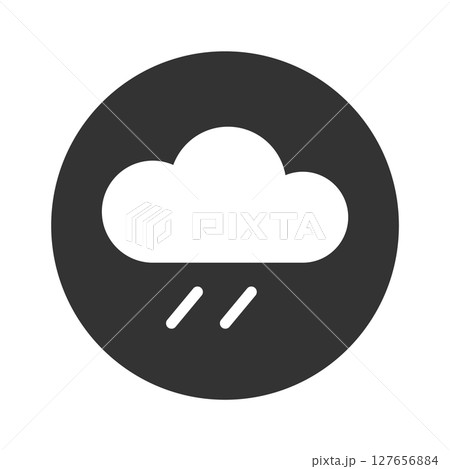 雨の天気アイコン(モノクロ・雨雲と雨粒) 雨の天気アイコン(モノクロ・雨雲と雨粒) 127656884