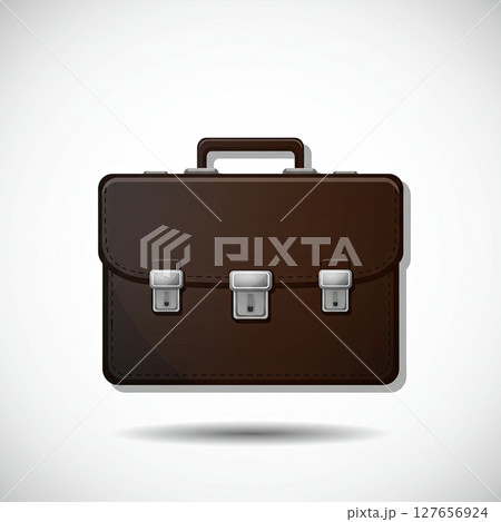 Brown leather briefcase illustration on white background 127656924