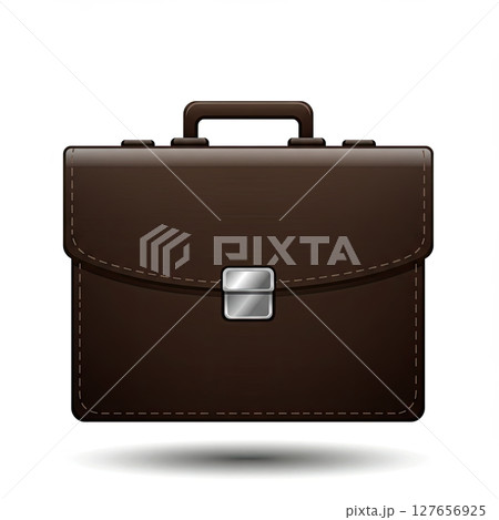 Brown leather briefcase illustration on white background 127656925
