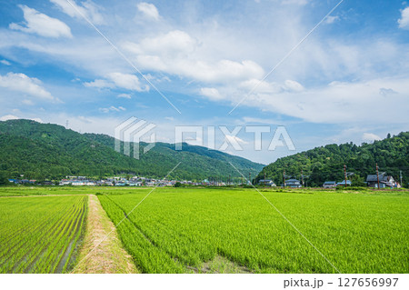 湖北地方余呉の田園風景 滋賀県長浜市余呉町 湖北地方余呉の田園風景 滋賀県長浜市余呉町 127656997