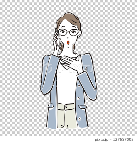 A cool businesswoman wearing glasses who looks relieved 127657008