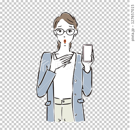 一位戴著眼鏡、手拿智慧型手機的酷女商人 127657015