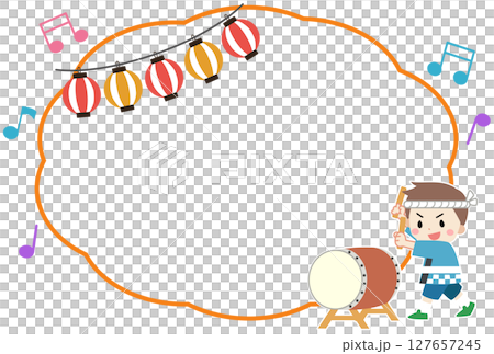 夏季節慶時孩子們打鼓的框架插圖 127657245