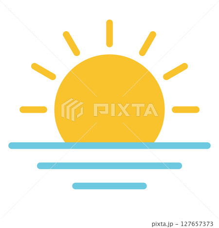 日の出の天気アイコン（太陽・水面・シンプル） 127657373