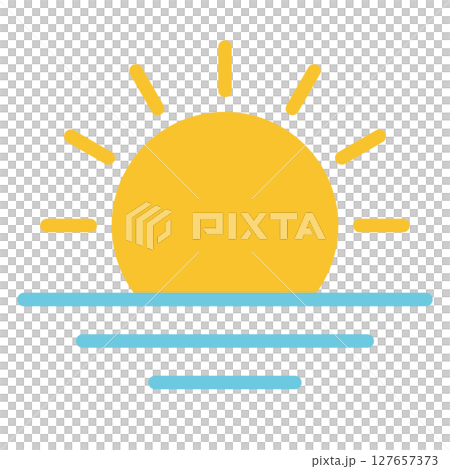 日の出の天気アイコン（太陽・水面・シンプル） 127657373