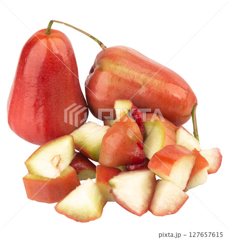 rose apple slice piece on white fruit 127657615