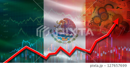 Mexico financial growth on market graph. Mexico economic growth on financial graph 127657699
