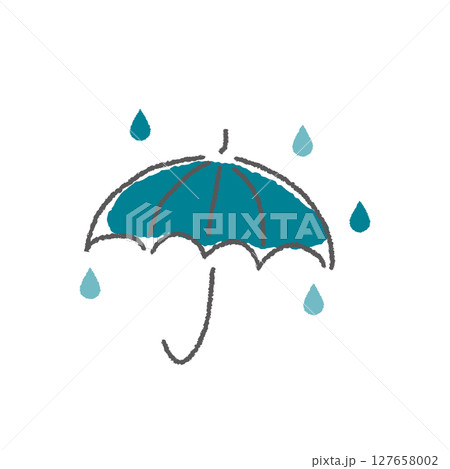 ゆるい手描きお天気イラスト 雨 ゆるい手描きお天気イラスト 雨 127658002