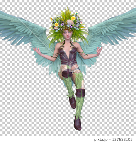 Woman with flower art in hair 127658103