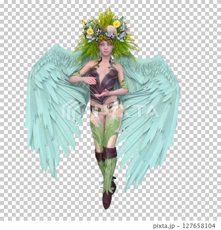 頭髮上帶有花卉藝術的女人 頭髮上帶有花卉藝術的女人 127658104