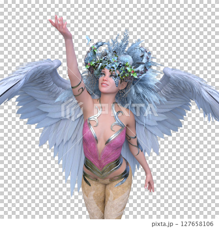 頭髮上帶有花卉藝術的女人 頭髮上帶有花卉藝術的女人 127658106