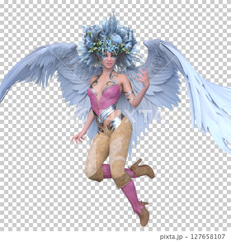 頭髮上帶有花卉藝術的女人 頭髮上帶有花卉藝術的女人 127658107