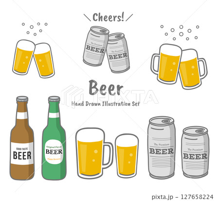 ビール手描きイラストセット 127658224