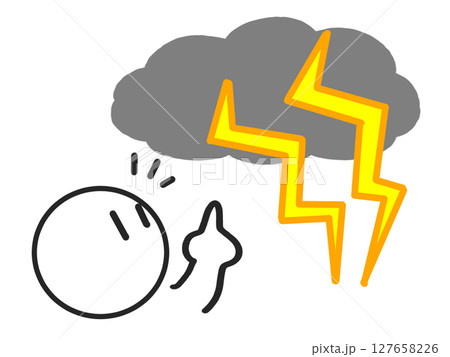 雷の発生に気が付いた人のイラスト 127658226
