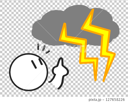 雷の発生に気が付いた人のイラスト 127658226