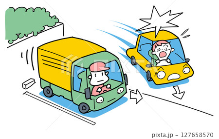 出会い頭で衝突する 出会い頭で衝突する 127658570