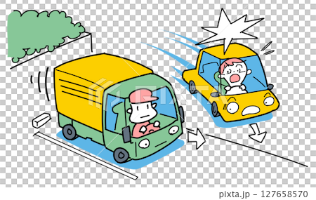 出会い頭で衝突する 出会い頭で衝突する 127658570