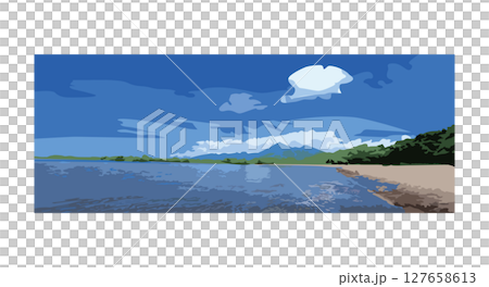 湖泊向量圖 127658613