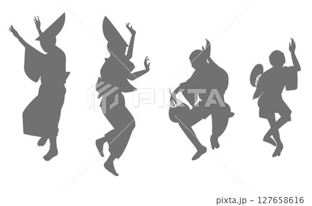 阿波踊りのシルエット、ベクターイラスト 127658616