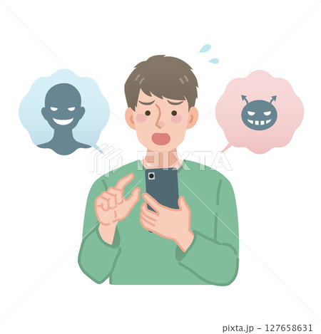 スマホトラブルに合う男性 127658631