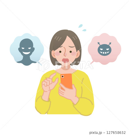 スマホトラブルに合う女性 127658632