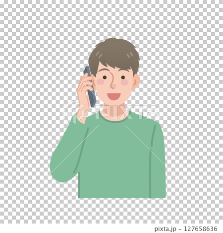 一個男人用智能手機打電話 一個男人用智能手機打電話 127658636