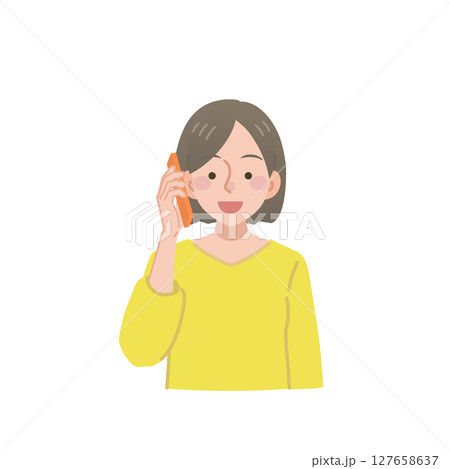 スマホで電話をかける女性 スマホで電話をかける女性 127658637