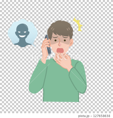 怪しい人物からの電話に出る男性 127658638