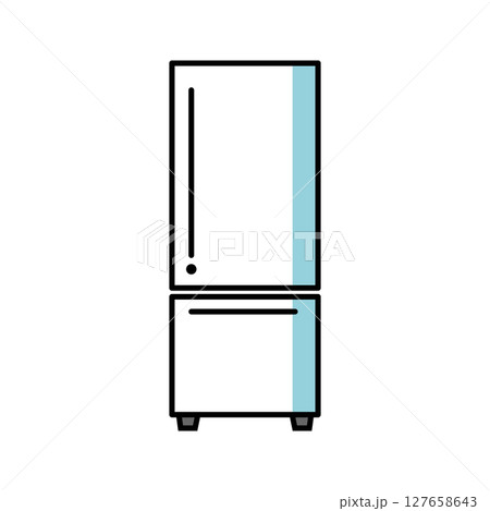 シンプルな冷蔵庫のベクターアイコン白背景カットアウト｜冷蔵庫,家電,キッチン,引き出し,収納 127658643