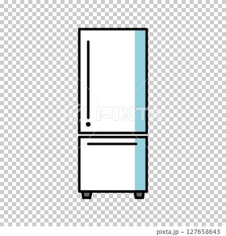 シンプルな冷蔵庫のベクターアイコン白背景カットアウト｜冷蔵庫,家電,キッチン,引き出し,収納 127658643