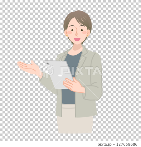 一位職業婦女用平板電腦解釋 一位職業婦女用平板電腦解釋 127658686