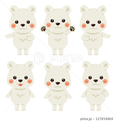 指さしをするシロクマのキャラクターイラストセット 127658868