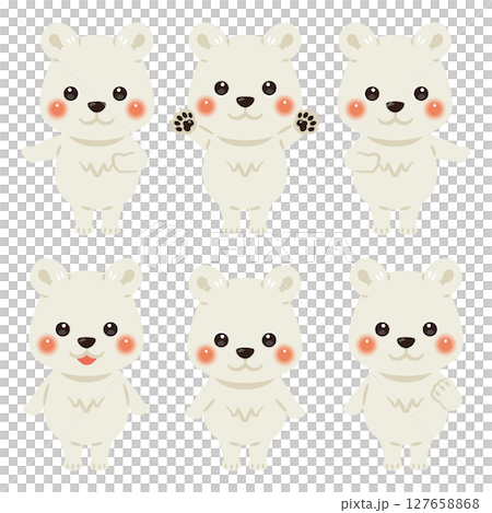 指さしをするシロクマのキャラクターイラストセット 127658868