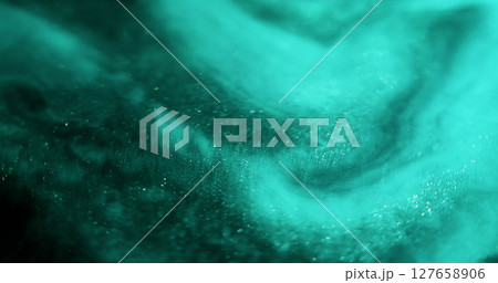 Blur turquoise water. Waves flare. Smooth bright cyan blue sparkling glow bokeh light abstract dark blurred background. Blur turquoise water. Waves flare. Smooth bright cyan blue sparkling glow bokeh light abstract dark blurred background. 127658906