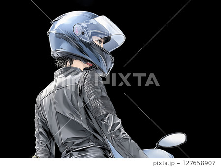 女性ライダーのアップのイラスト素材 127658907