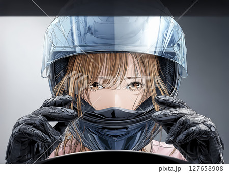 女性ライダーのアップのイラスト素材 女性ライダーのアップのイラスト素材 127658908